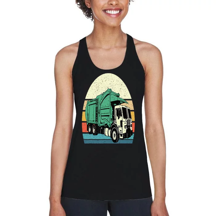 Retro Garbage Truck  Dump Trash Collector Recycling Lover Women's Racerback Tank