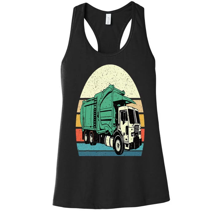 Retro Garbage Truck  Dump Trash Collector Recycling Lover Women's Racerback Tank