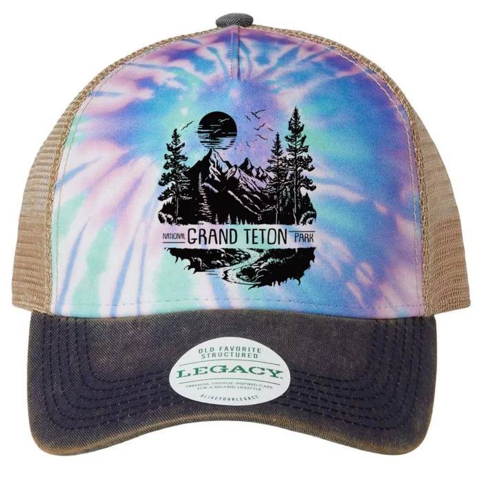 Retro Grand Teton National Park Us Vintage Grand Teton Legacy Tie Dye Trucker Hat