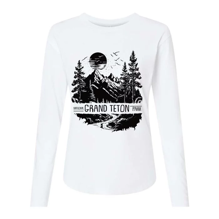 Retro Grand Teton National Park Us Vintage Grand Teton Womens Cotton Relaxed Long Sleeve T-Shirt