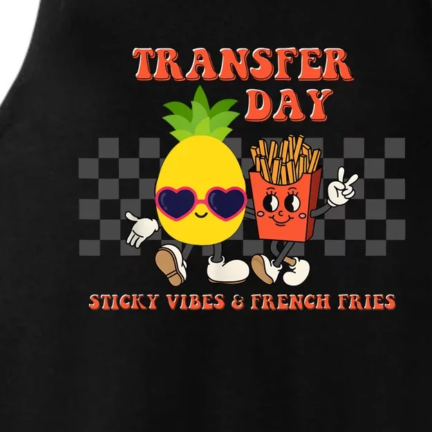 Retro Groovy Transfer Day Sticky Vibes Ivf Couple Embryo Ladies Tri-Blend Wicking Tank