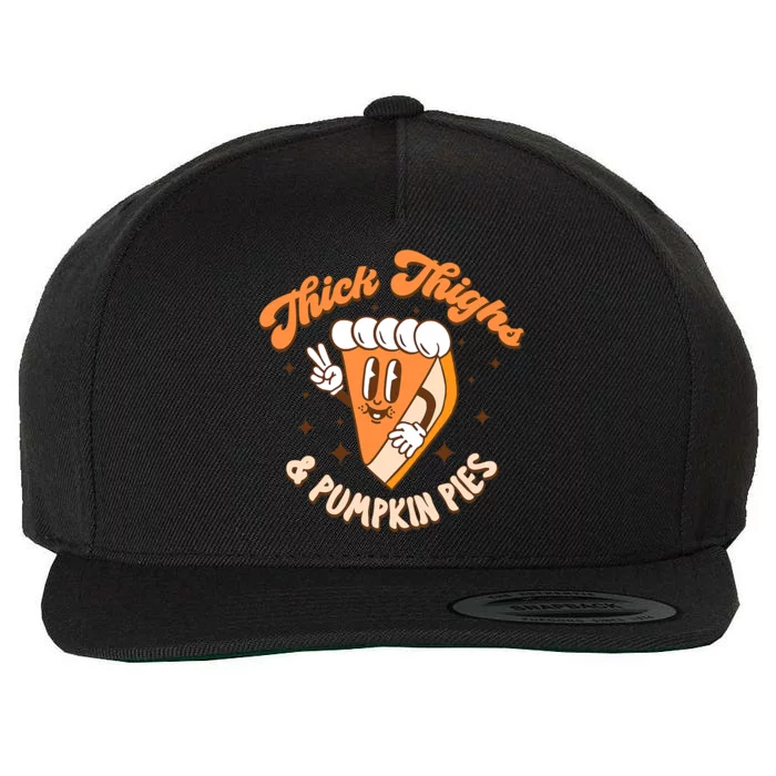 Retro Groovy Thanksgiving Thick Thighs And Pumpkin Pies Wool Snapback Cap