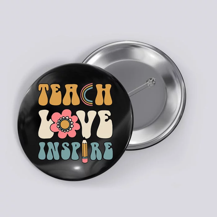 Retro Groovy Teacher Inspirational Happy Back to School Button