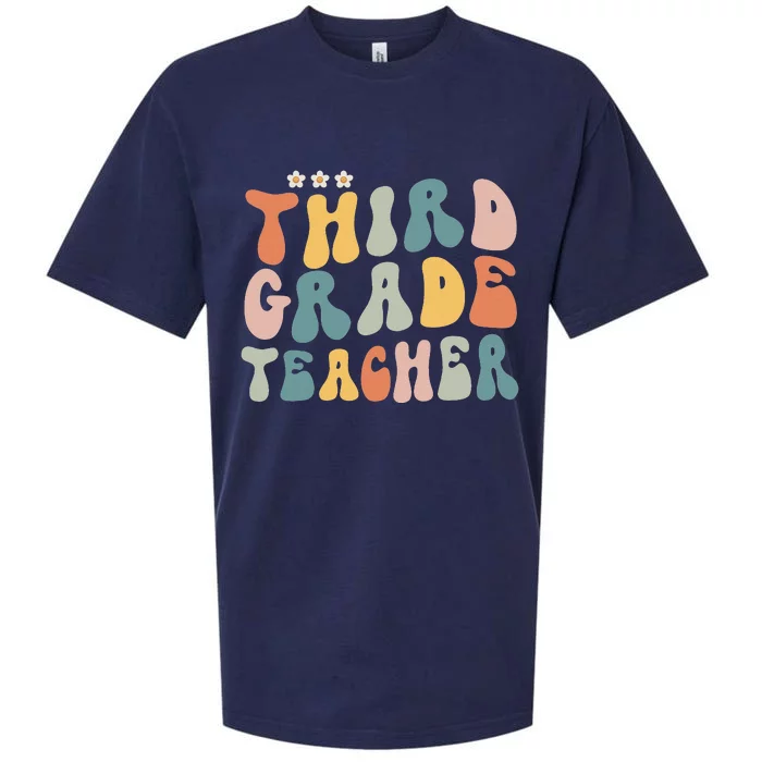 Retro Groovy Third Grade Teacher First Day Of Back To School Sueded Cloud Jersey T-Shirt