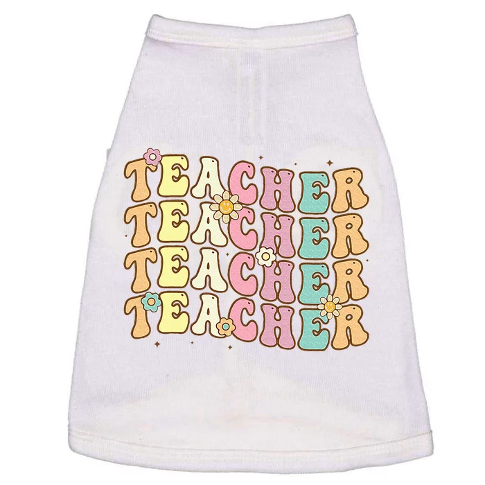 Retro Groovy Teacher Inspirational Colorful Back To School Doggie Tank