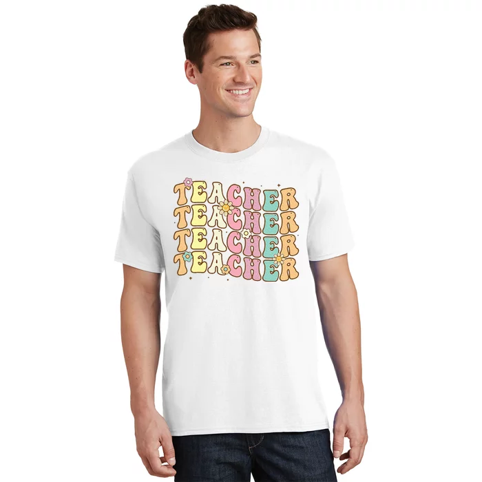 Retro Groovy Teacher Inspirational Colorful Back To School T-Shirt