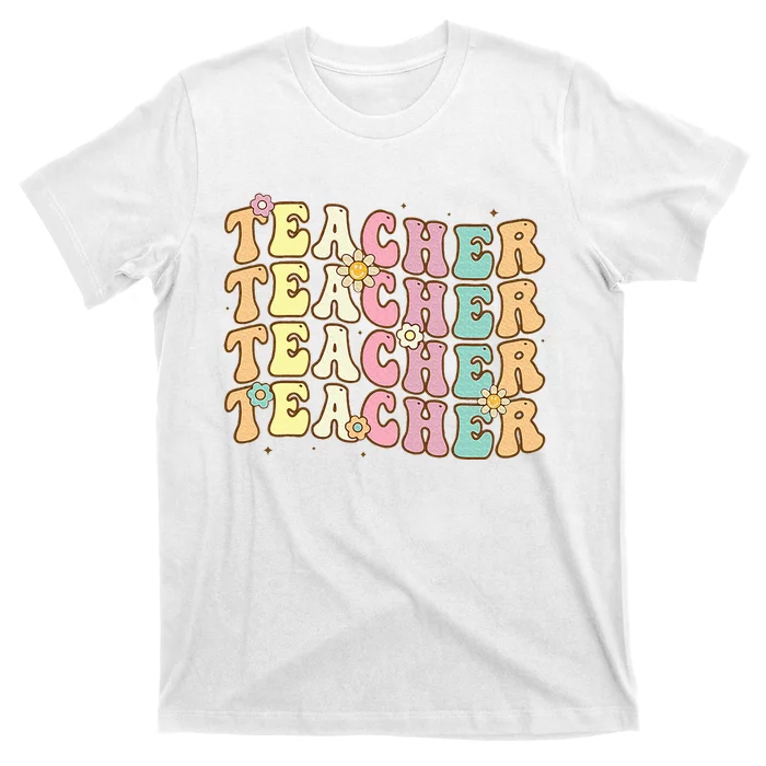 Retro Groovy Teacher Inspirational Colorful Back To School T-Shirt