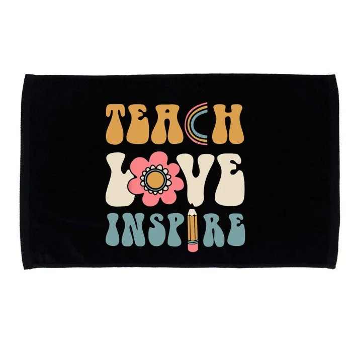 Retro Groovy Teacher Inspirational Happy Back To School Microfiber Hand Towel