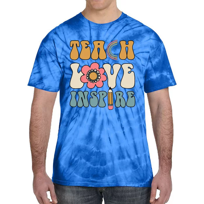 Retro Groovy Teacher Inspirational Happy Back To School Tie-Dye T-Shirt