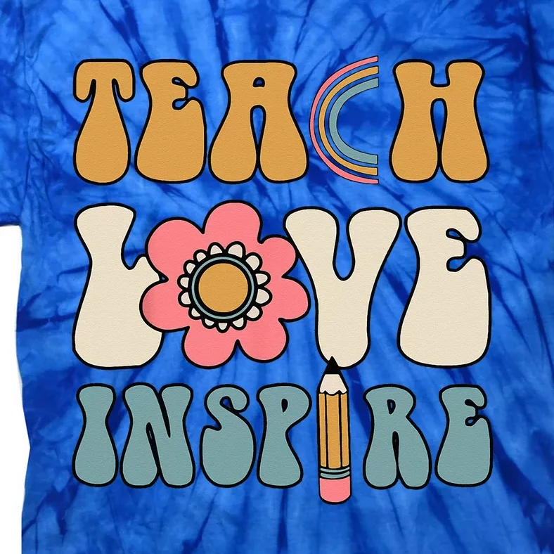 Retro Groovy Teacher Inspirational Happy Back To School Tie-Dye T-Shirt