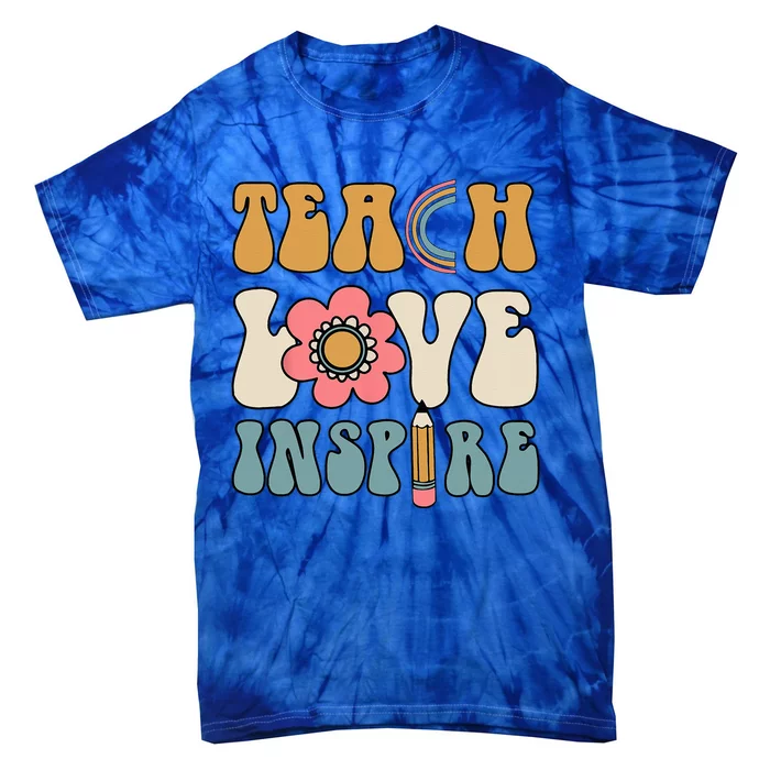 Retro Groovy Teacher Inspirational Happy Back To School Tie-Dye T-Shirt