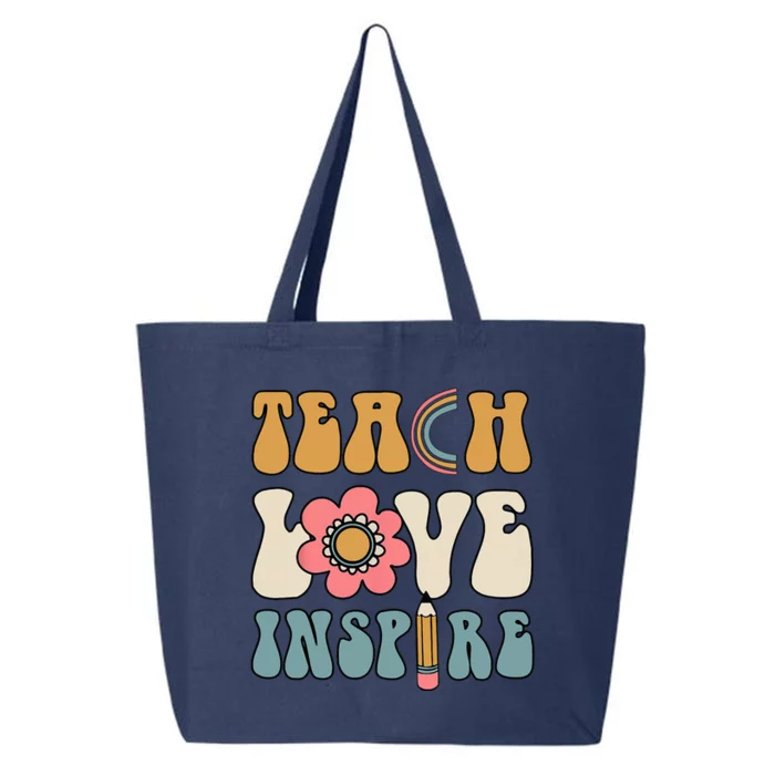 Retro Groovy Teacher Inspirational Happy Back To School 25L Jumbo Tote