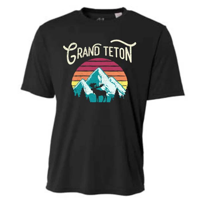 Retro Grand Teton National Park Wy Mountain State Cute Gift Cooling Performance Crew T-Shirt