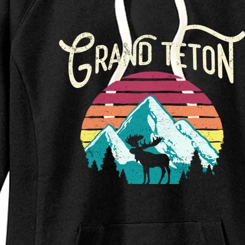 Retro Grand Teton National Park Wy Mountain State Cute Gift Women's Fleece Hoodie