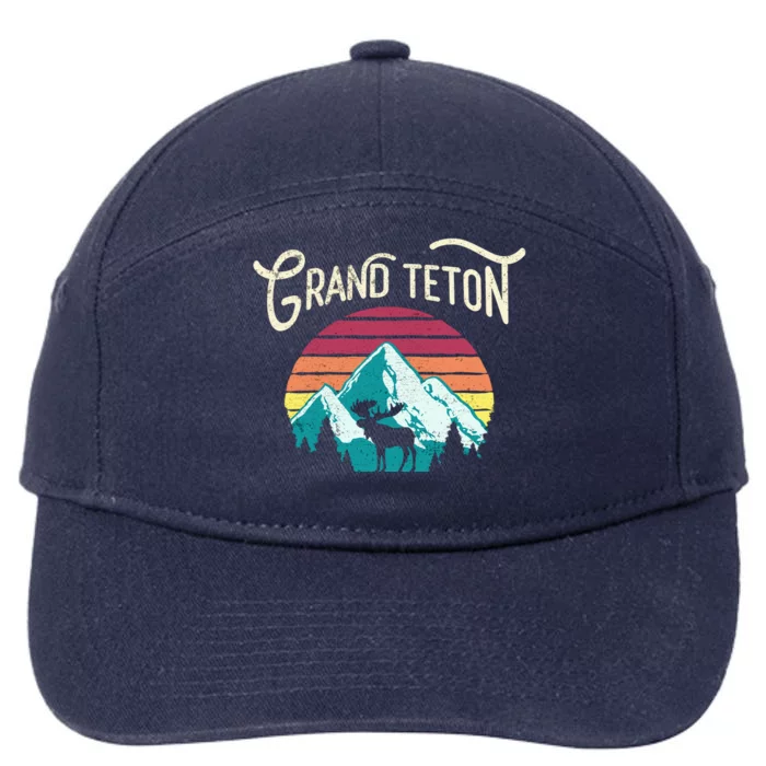 Retro Grand Teton National Park Wy Mountain State Cute Gift 7-Panel Snapback Hat