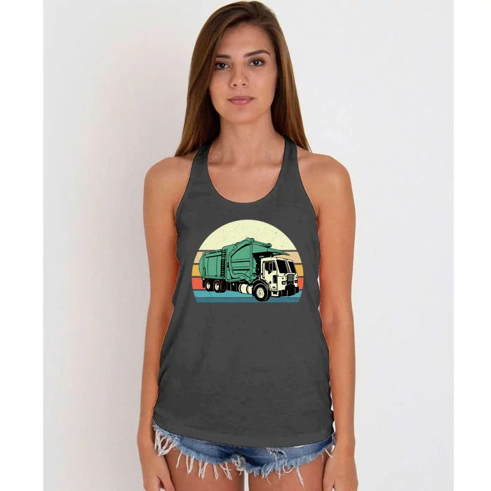 Retro Garbage Truck Dump Trash Collector Recycling Lover Women's Knotted Racerback Tank