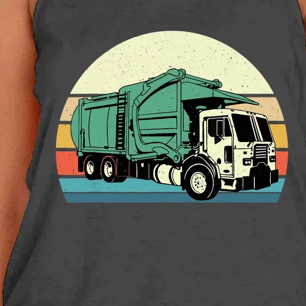 Retro Garbage Truck Dump Trash Collector Recycling Lover Women's Knotted Racerback Tank