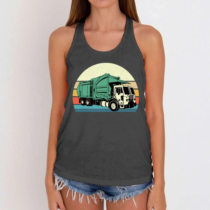 Retro Garbage Truck Dump Trash Collector Recycling Lover Women's Knotted Racerback Tank