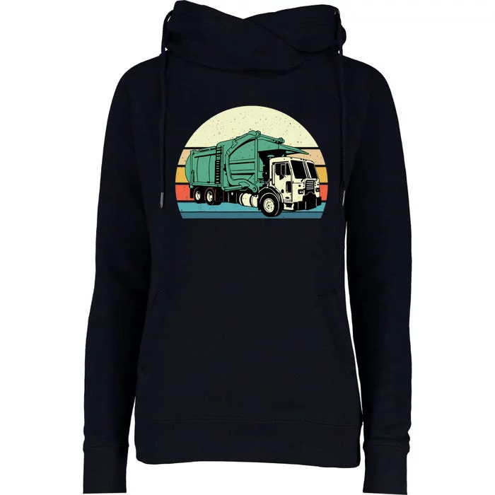 Retro Garbage Truck Dump Trash Collector Recycling Lover Womens Funnel Neck Pullover Hood