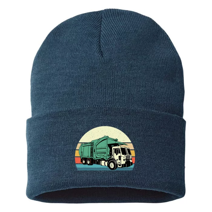 Retro Garbage Truck Dump Trash Collector Recycling Lover Sustainable Knit Beanie