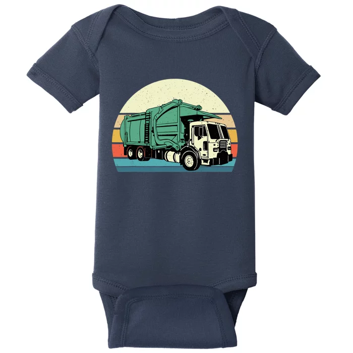 Retro Garbage Truck Dump Trash Collector Recycling Lover Baby Bodysuit