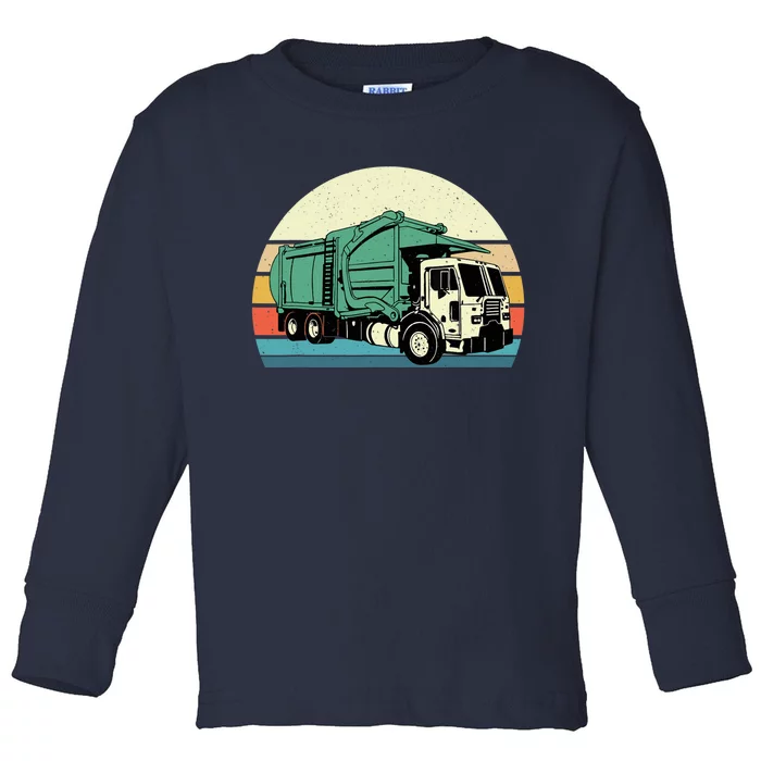 Retro Garbage Truck Dump Trash Collector Recycling Lover Toddler Long Sleeve Shirt