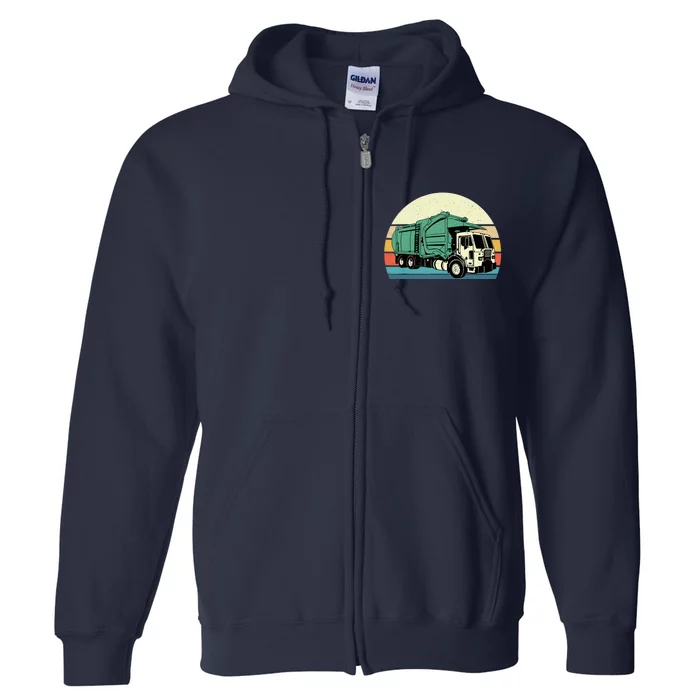 Retro Garbage Truck Dump Trash Collector Recycling Lover Full Zip Hoodie