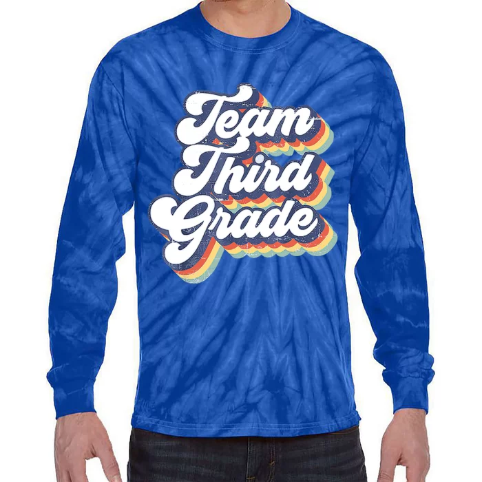 Retro Groovy Team Third Grade Back To School Teacher Student Gift Tie-Dye Long Sleeve Shirt