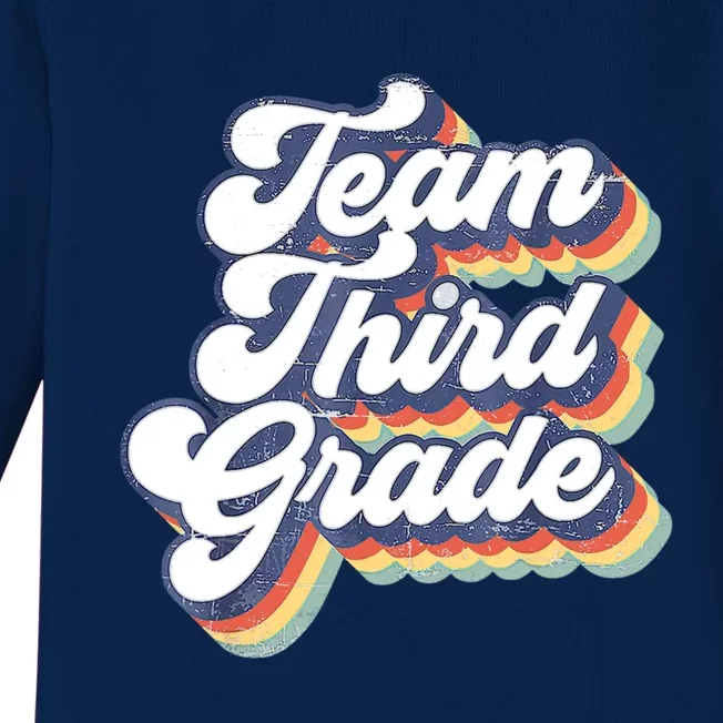 Retro Groovy Team Third Grade Back To School Teacher Student Gift Baby Long Sleeve Bodysuit