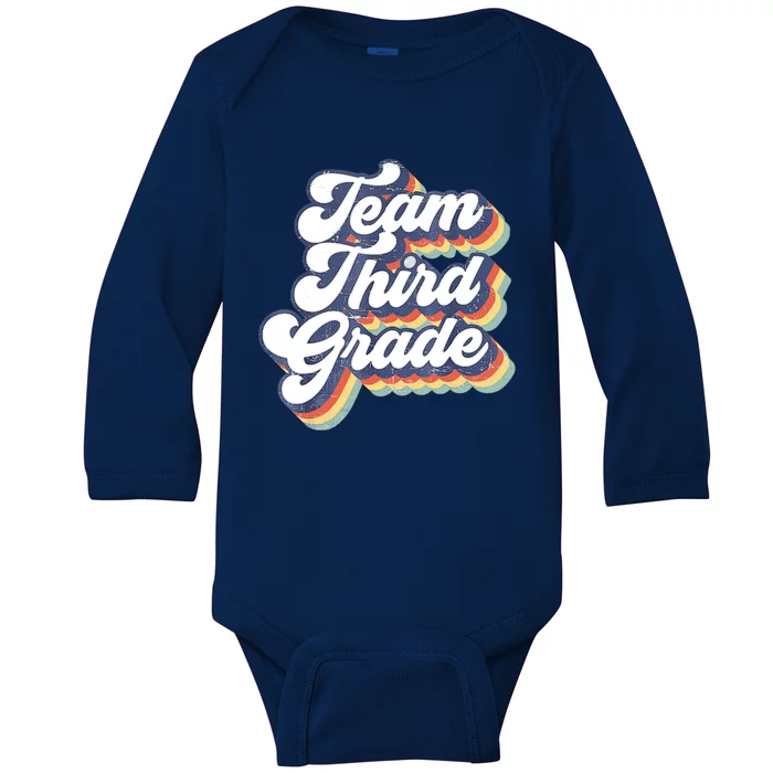 Retro Groovy Team Third Grade Back To School Teacher Student Gift Baby Long Sleeve Bodysuit