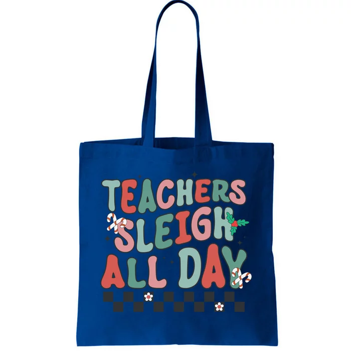 Retro Groovy Teacher Sleigh All Day Christmas Teacher Funny Gift Great Gift Tote Bag