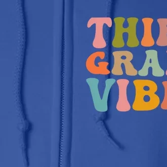 Retro Groovy Third Grade Vibes 3Rd Grade First Day Of School Gift Full Zip Hoodie