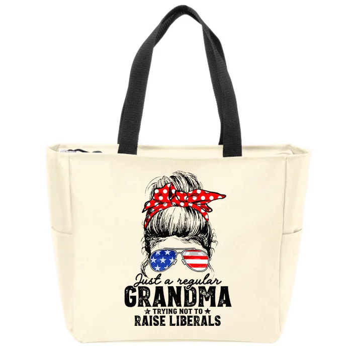 Regular Grandma Trying Not To Raise Liberals Voted For Trump Zip Tote Bag