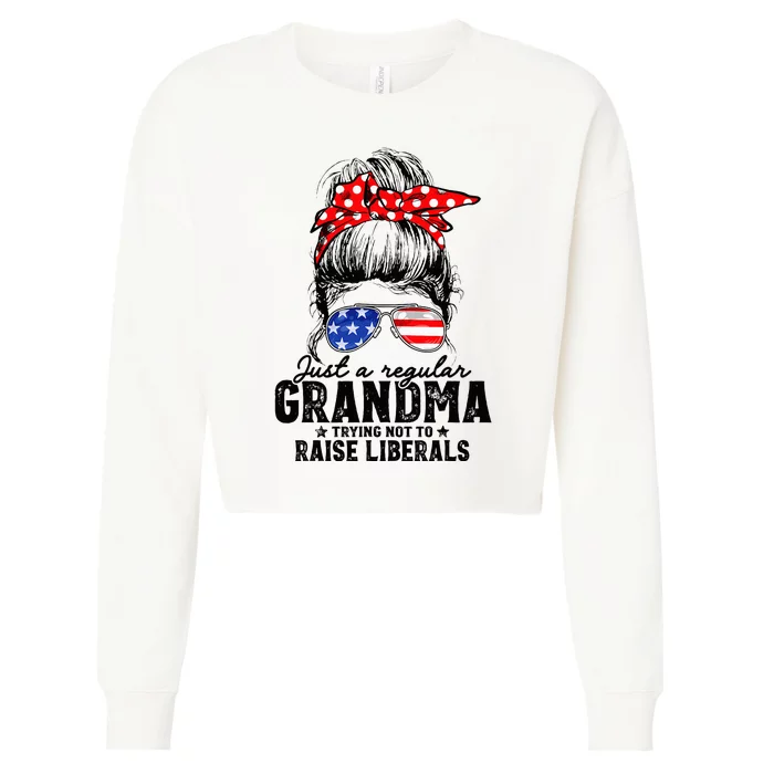 Regular Grandma Trying Not To Raise Liberals Voted For Trump Cropped Pullover Crew