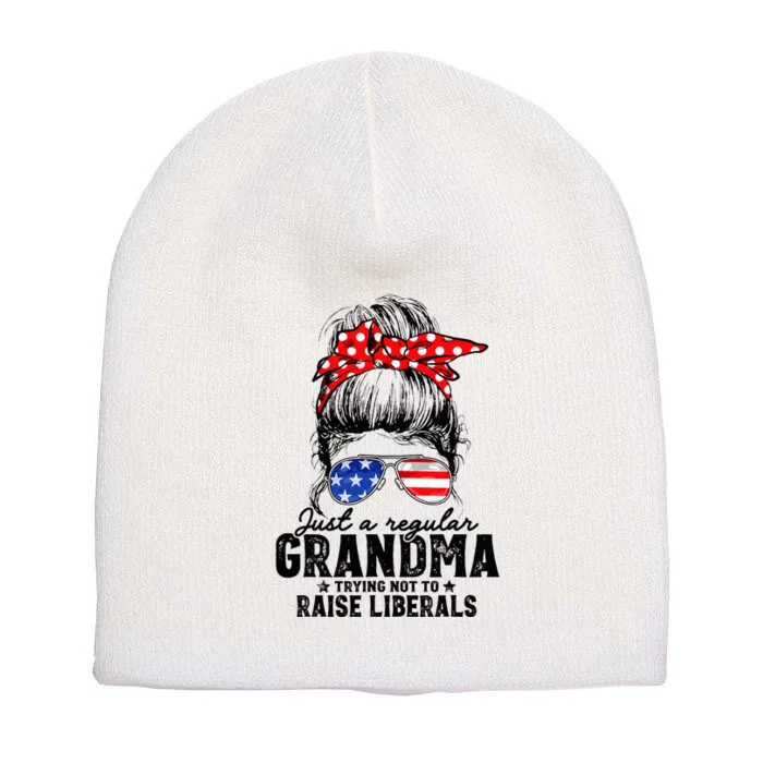 Regular Grandma Trying Not To Raise Liberals Voted For Trump Short Acrylic Beanie