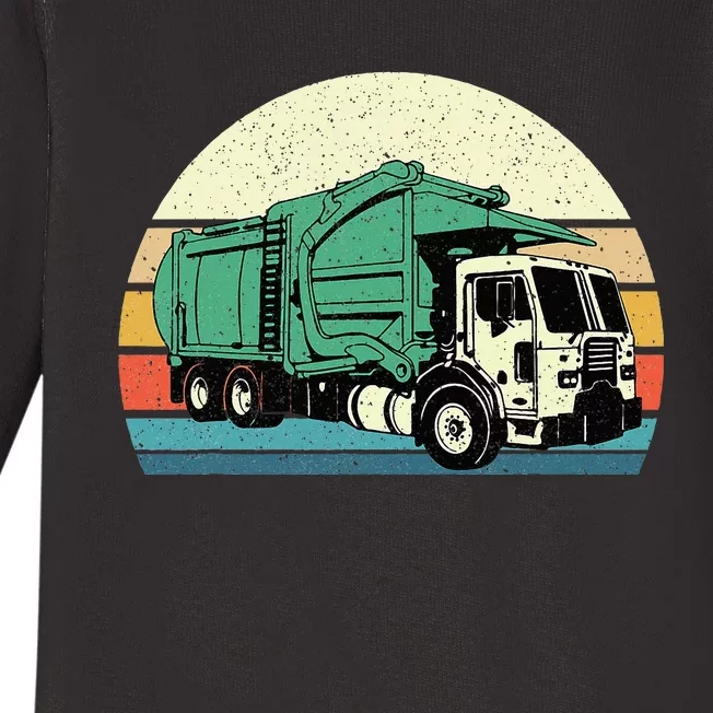 Retro Garbage Truck Dump Trash Collector Recycling Lover Baby Long Sleeve Bodysuit