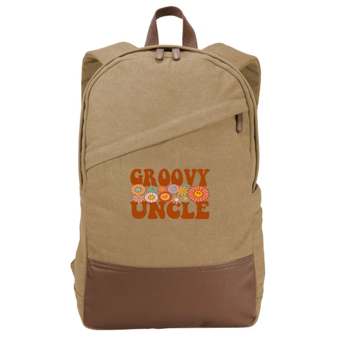 Retro Groovy Uncle Matching Family 1st Birthday Party Cotton Canvas Backpack