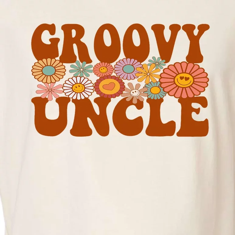 Retro Groovy Uncle Matching Family 1st Birthday Party Garment-Dyed Women's Muscle Tee