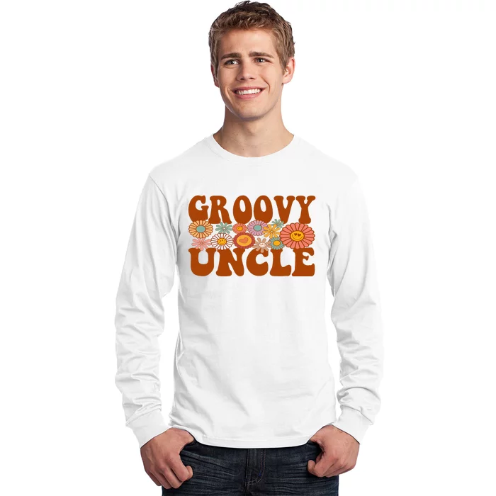 Retro Groovy Uncle Matching Family 1st Birthday Party Long Sleeve Shirt