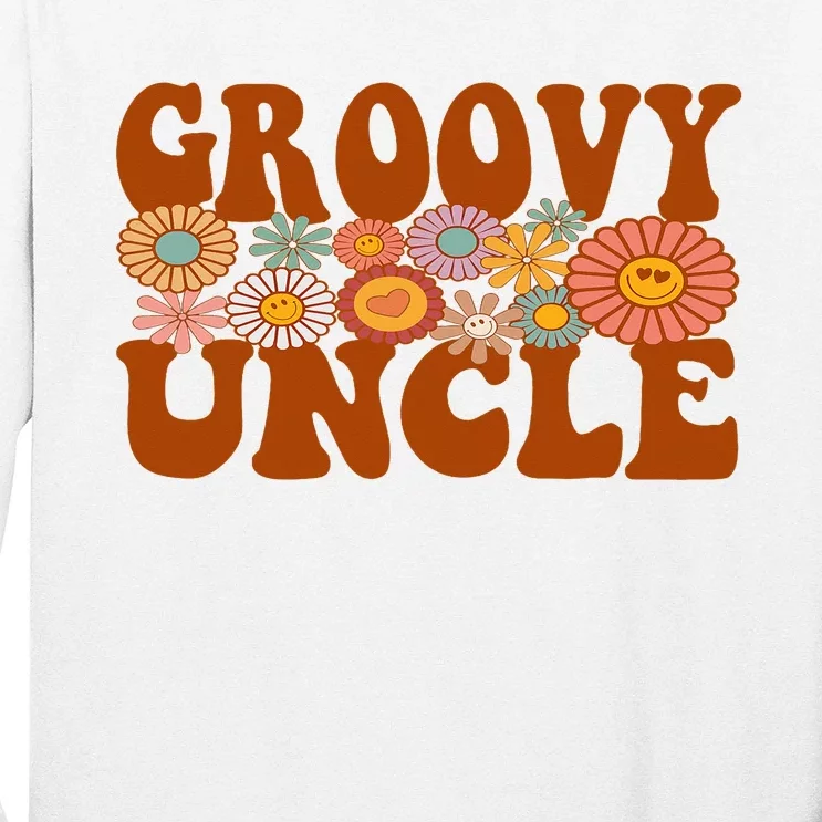 Retro Groovy Uncle Matching Family 1st Birthday Party Long Sleeve Shirt