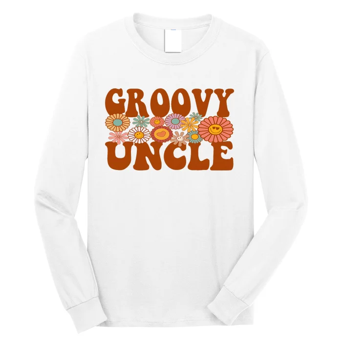 Retro Groovy Uncle Matching Family 1st Birthday Party Long Sleeve Shirt