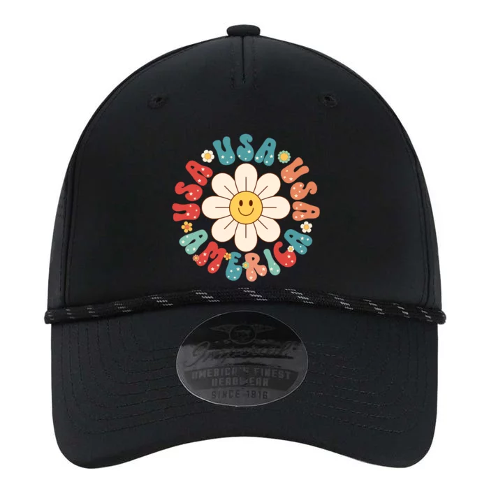 Retro Groovy Usa America Hippie Flower Patriotic Cute Gift Performance The Dyno Cap