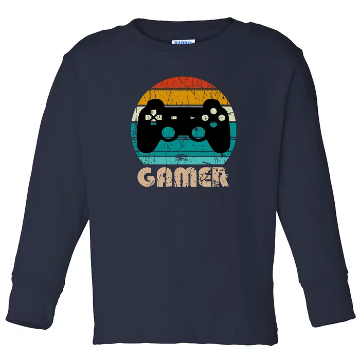 Retro Gamer Video Games Player Gaming Boys Teens Men Toddler Long Sleeve Shirt