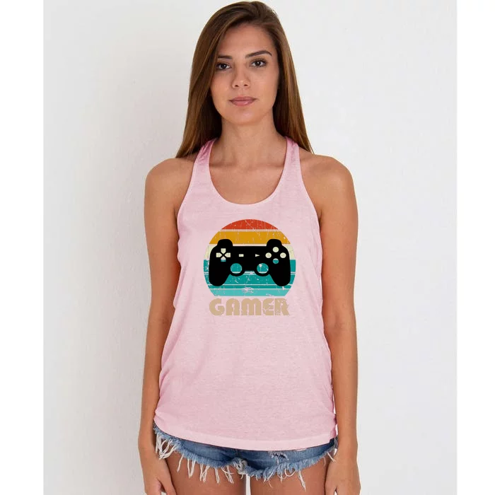 Retro Gamer Video Games Player Gaming Boys Teens Men Women's Knotted Racerback Tank