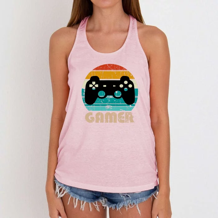 Retro Gamer Video Games Player Gaming Boys Teens Men Women's Knotted Racerback Tank