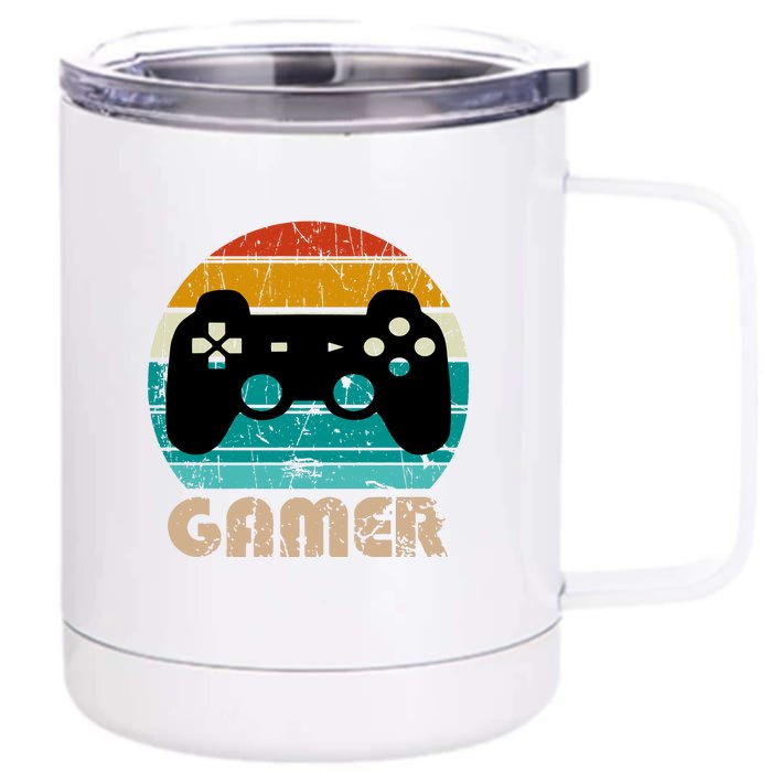 Retro Gamer Video Games Player Gaming Boys Teens Men Front & Back 12oz Stainless Steel Tumbler Cup