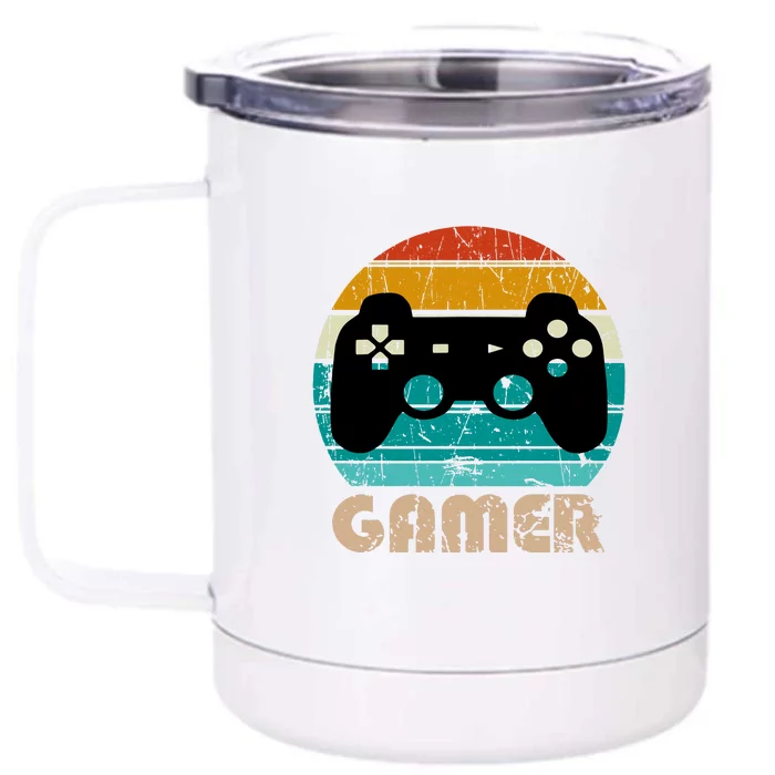 Retro Gamer Video Games Player Gaming Boys Teens Men Front & Back 12oz Stainless Steel Tumbler Cup