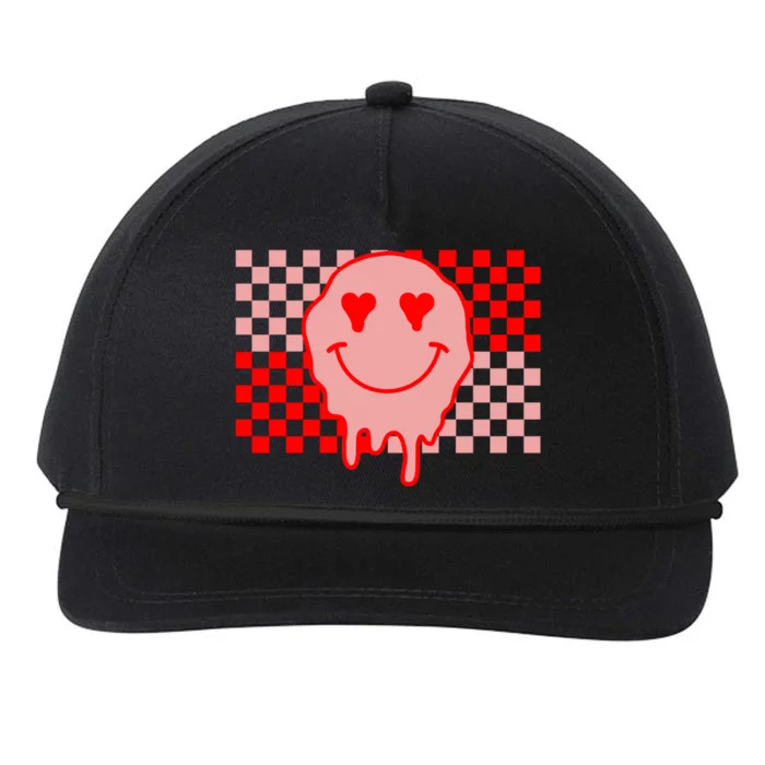 Retro Groovy Valentines Day Hippie Smile Snapback Five-Panel Rope Hat