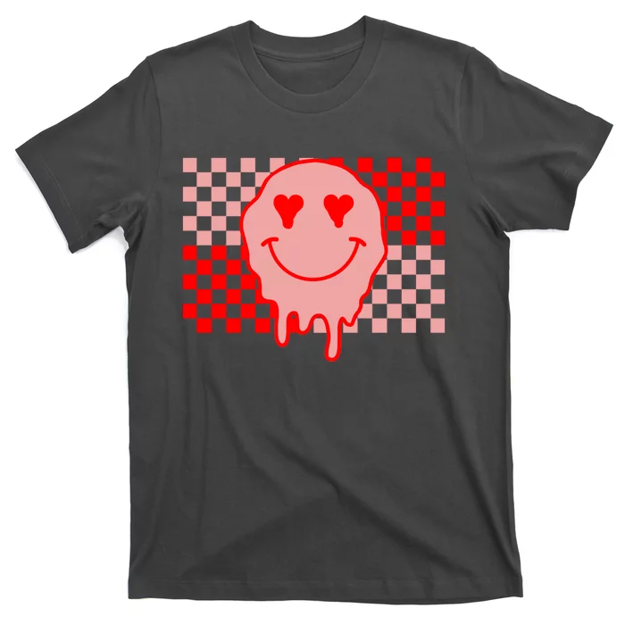 Retro Groovy Valentines Day Hippie Smile T-Shirt