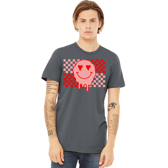 Retro Groovy Valentines Day Hippie Smile Premium T-Shirt